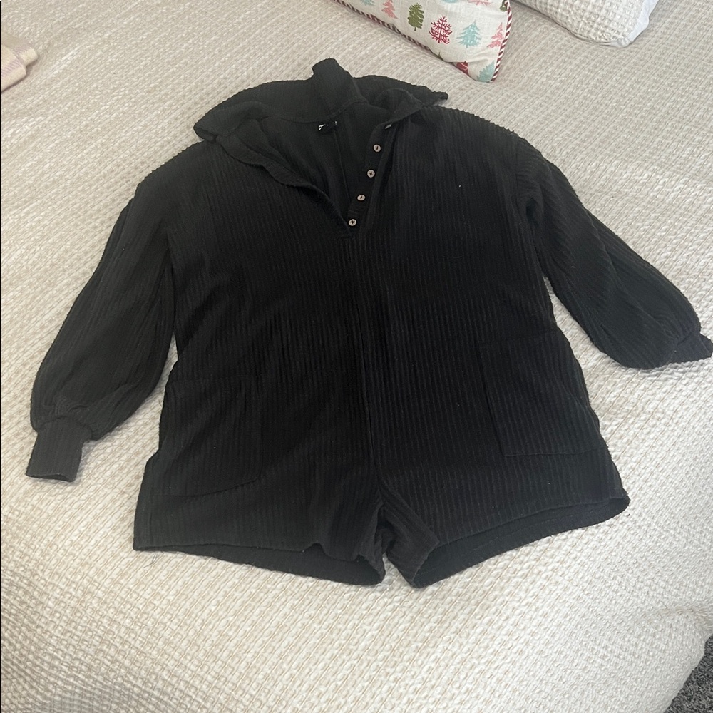 Billabong Black Ribbed Pajama Romper